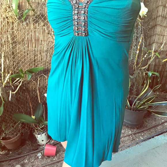 Sky Dresses & Skirts - Sky mini turquoise embellished dress